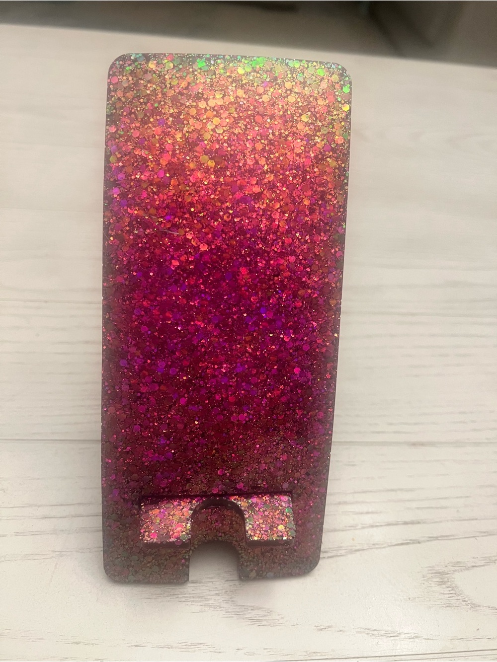 Handmade Glitter Gradient Resin Pink Phone Stand - Portable Mobile Holder